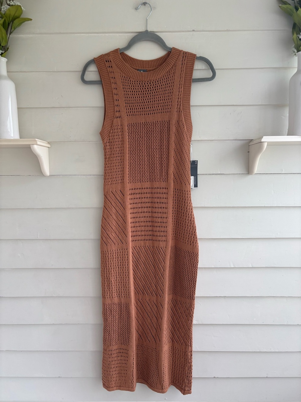 Open Knit Sleeveless Midi Sweater Dress Lion Size XS New With Tag
